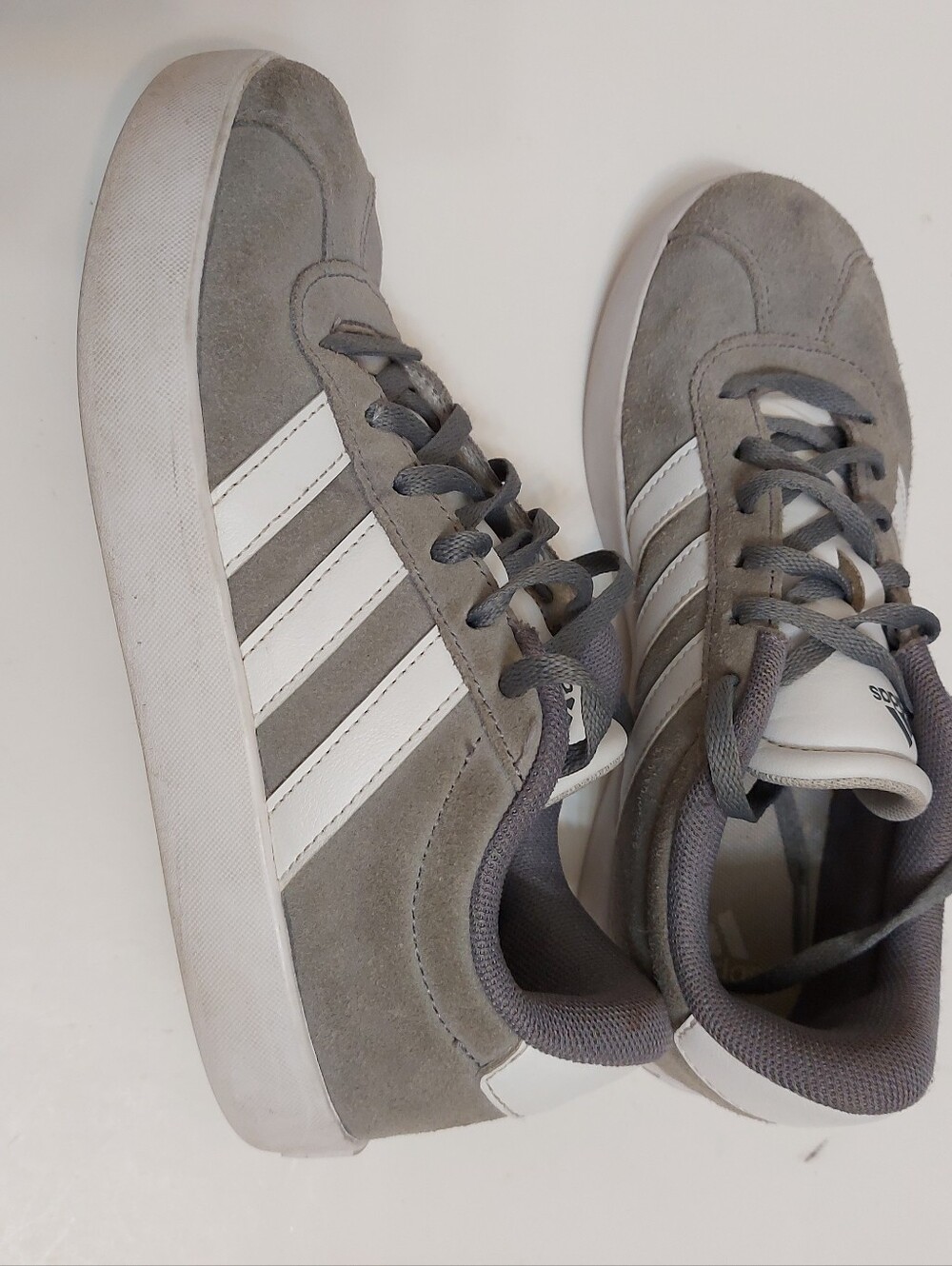 adidas Gray and White Kids Suede Classic Sneakers